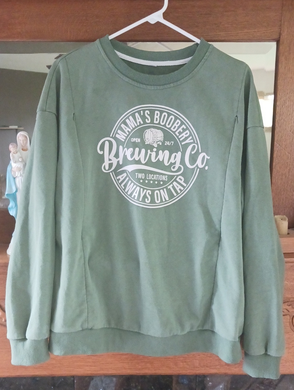 Nursing Zip Crewneck Sweatshirt - Sage Green